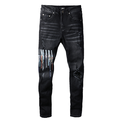 Černé džíny Amr Paint Drip Distressed