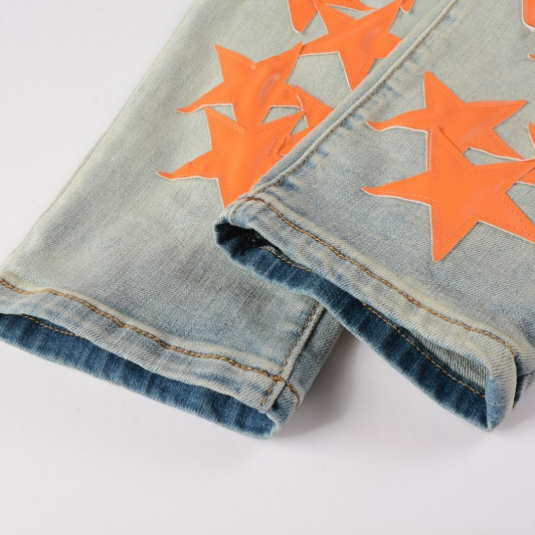 Džíny Amr Orange Star Patch