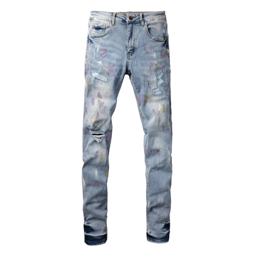 Modré džíny Amr Paint Splatter