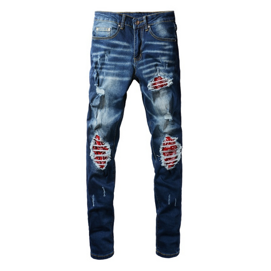 Amr Red Bandana Jeans