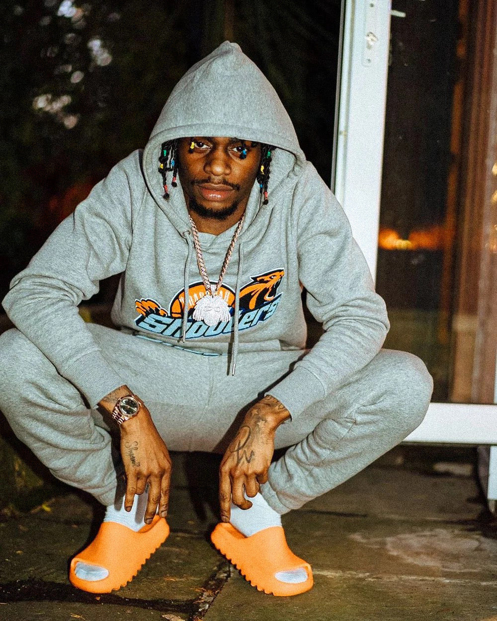 Grey Orange Shooters Hoodie